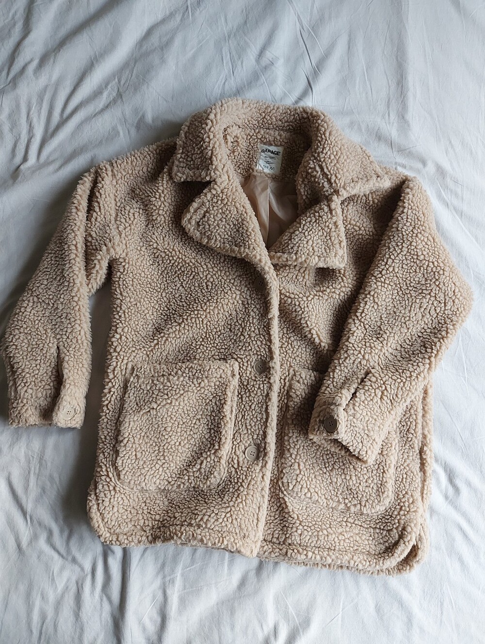 Garage Button Front Teddy Jacket Sherpa Coat